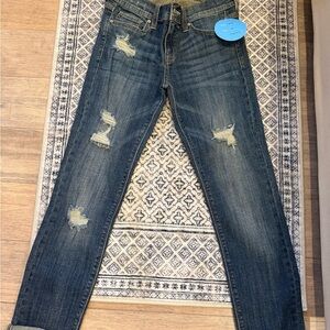 Classic Blue Distressed Women's Straight Leg Jeans